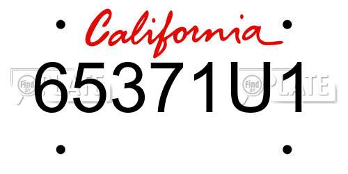 65371U1 California License Plate
