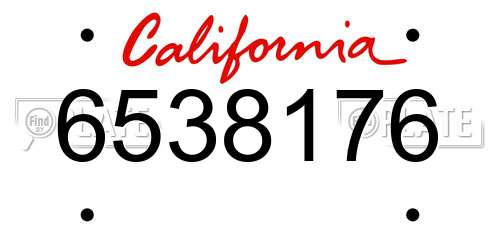 6538176 California License Plate
