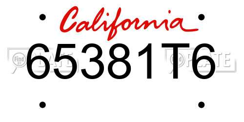 65381T6 California License Plate