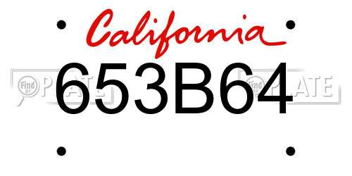 653B64 California License Plate