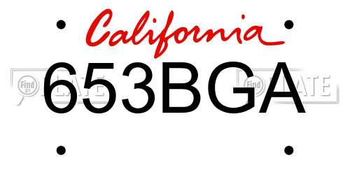 653BGA California License Plate