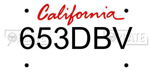 653DBV California License Plate