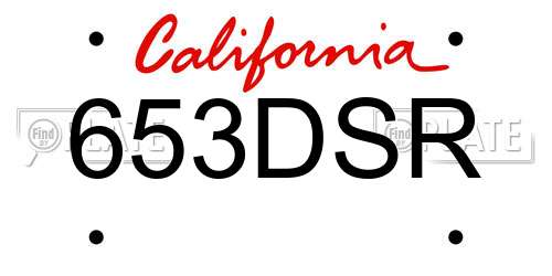 653DSR California License Plate