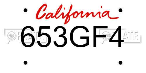 653GF4 California License Plate