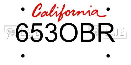 653OBR California License Plate