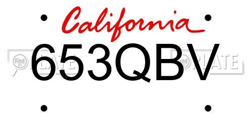 653QBV California License Plate