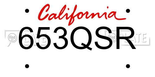 653QSR California License Plate
