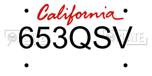 653QSV California License Plate