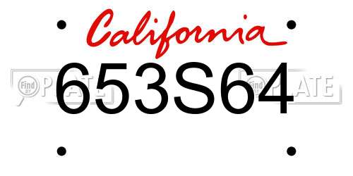 653S64 California License Plate
