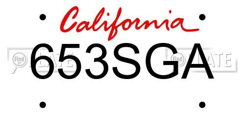 653SGA California License Plate