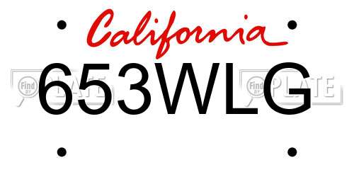 653WLG California License Plate