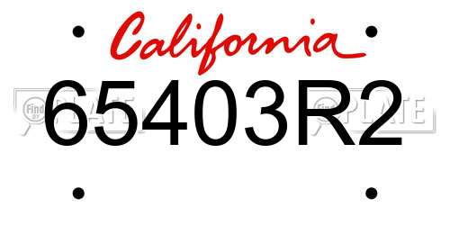 65403R2 California License Plate