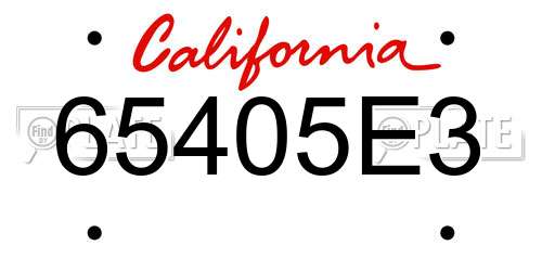 65405E3 California License Plate