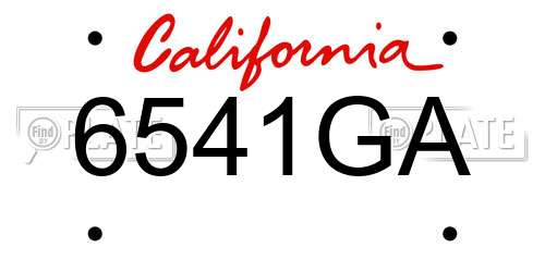 6541GA California License Plate