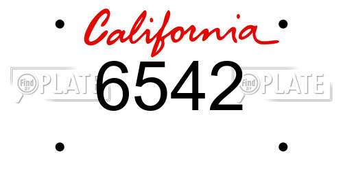 6542 California License Plate