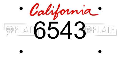 6543 California License Plate