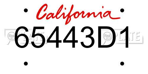 65443D1 California License Plate