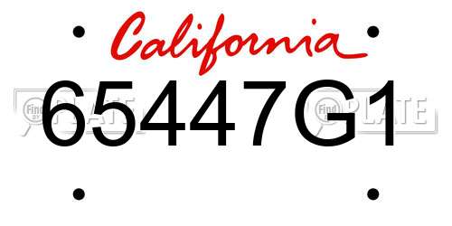 65447G1 California License Plate