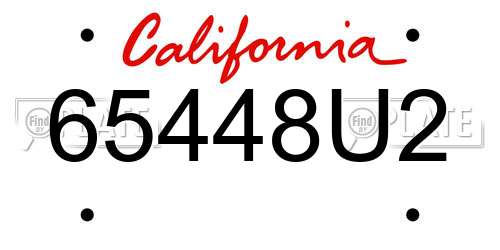 65448U2 California License Plate