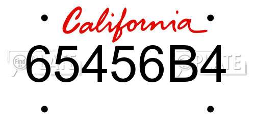 65456B4 California License Plate