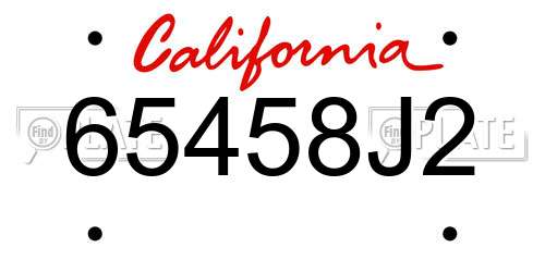 65458J2 California License Plate