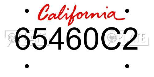 65460C2 California License Plate
