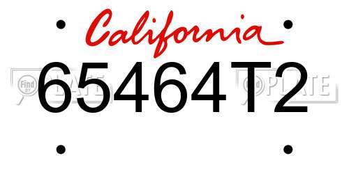 65464T2 California License Plate
