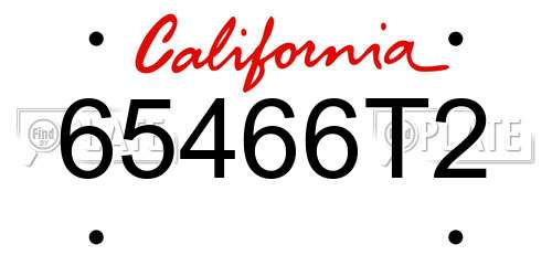65466T2 California License Plate