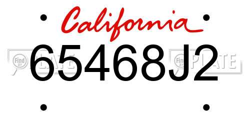 65468J2 California License Plate