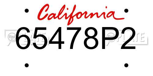 65478P2 California License Plate
