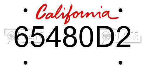 65480D2 California License Plate