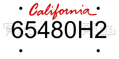 65480H2 California License Plate