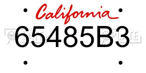 65485B3 California License Plate