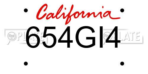 654GI4 California License Plate