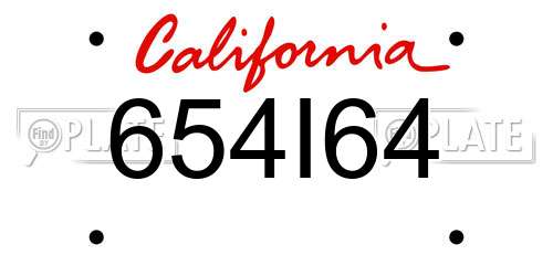 654I64 California License Plate