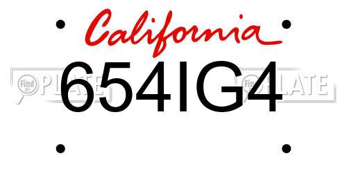 654IG4 California License Plate