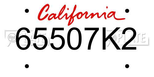 65507K2 California License Plate