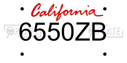 6550ZB California License Plate
