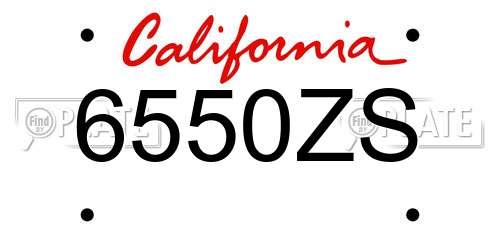 6550ZS California License Plate