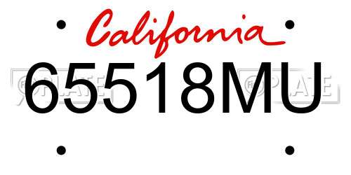 65518MU California License Plate