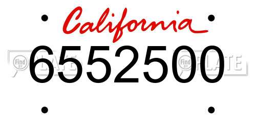 6552500 California License Plate