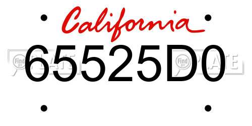 65525D0 California License Plate