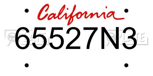65527N3 California License Plate
