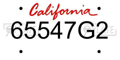 65547G2 California License Plate