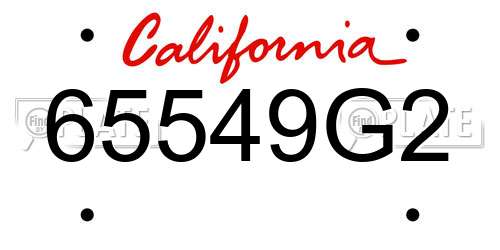 65549G2 California License Plate