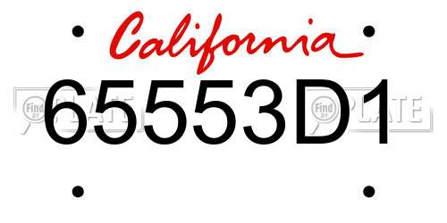 65553D1 California License Plate