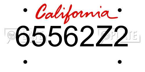 65562Z2 California License Plate