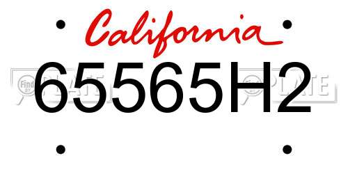 65565H2 California License Plate