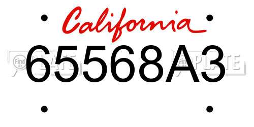 65568A3 California License Plate