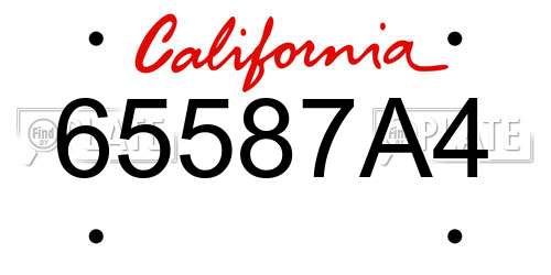 65587A4 California License Plate